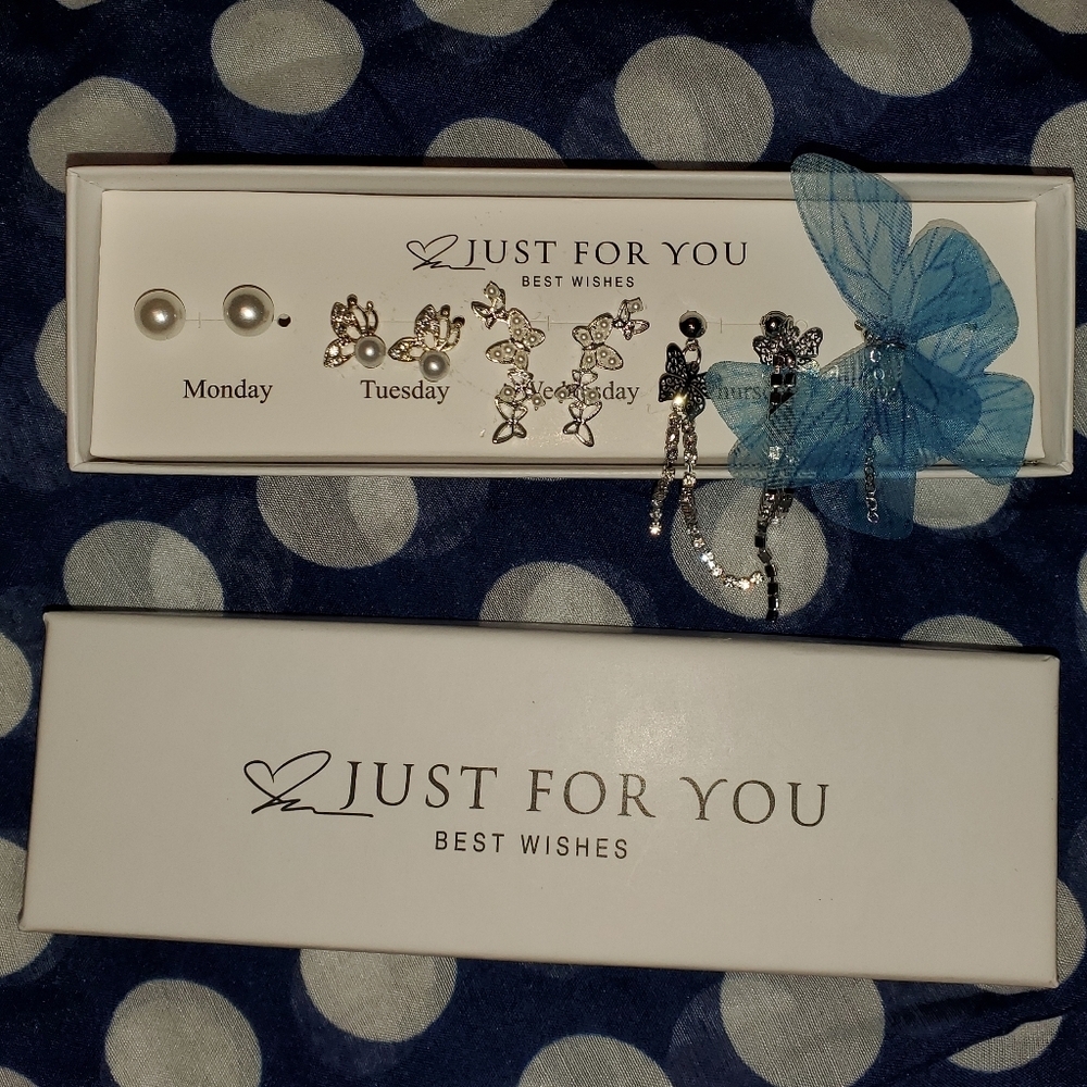 Butterfly Earrings 5 Pair Gift Set